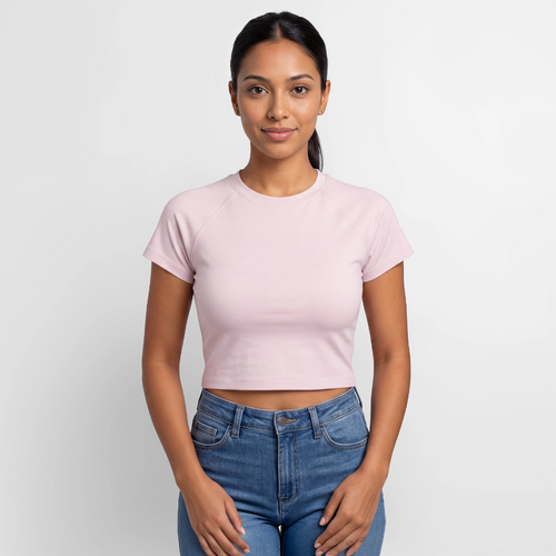 Cropped Frauen Organic T-Shirt - Puderrosa