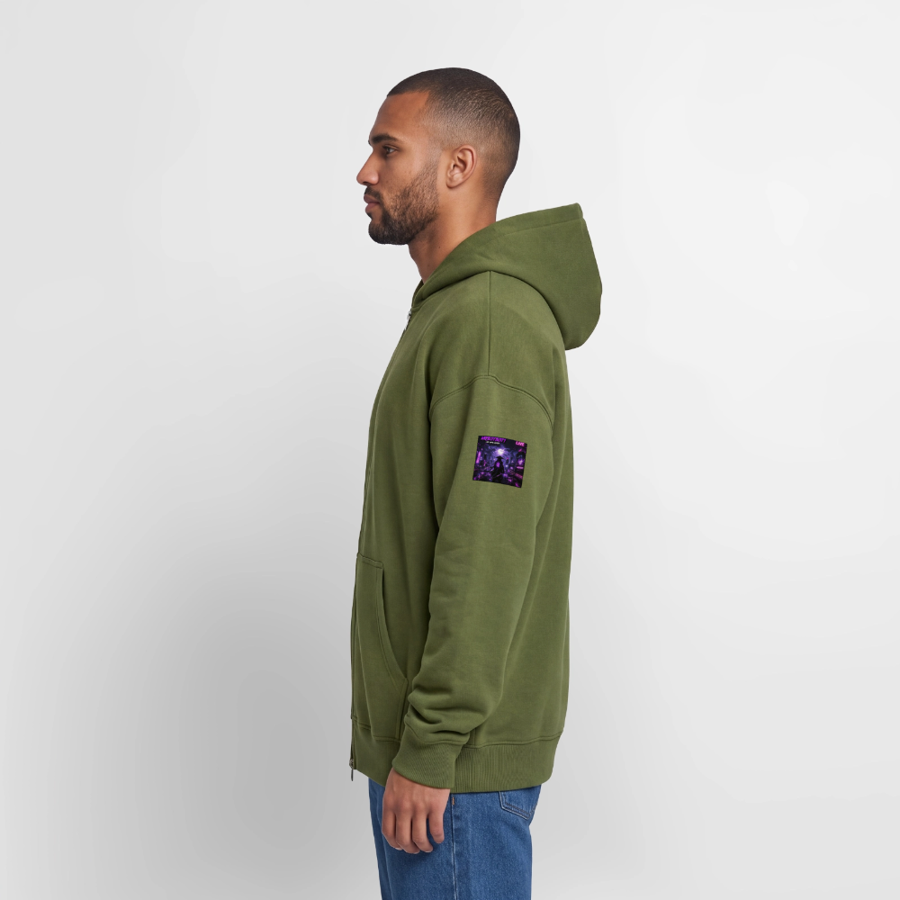 Oversized Heavyweight Unisex Zip Hoodie - Khaki