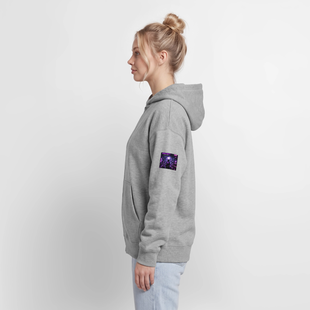 Oversized Heavyweight Unisex Zip Hoodie - Grau meliert