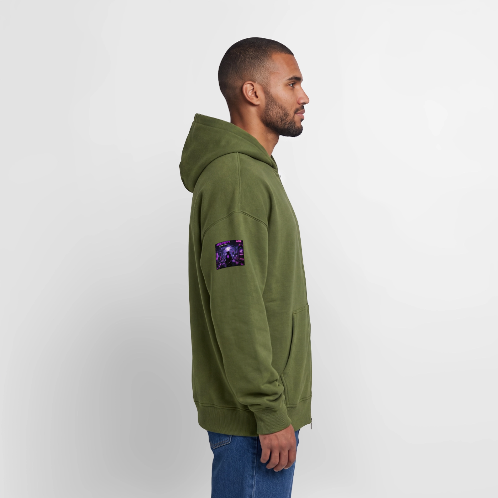 Oversized Heavyweight Unisex Zip Hoodie - Khaki