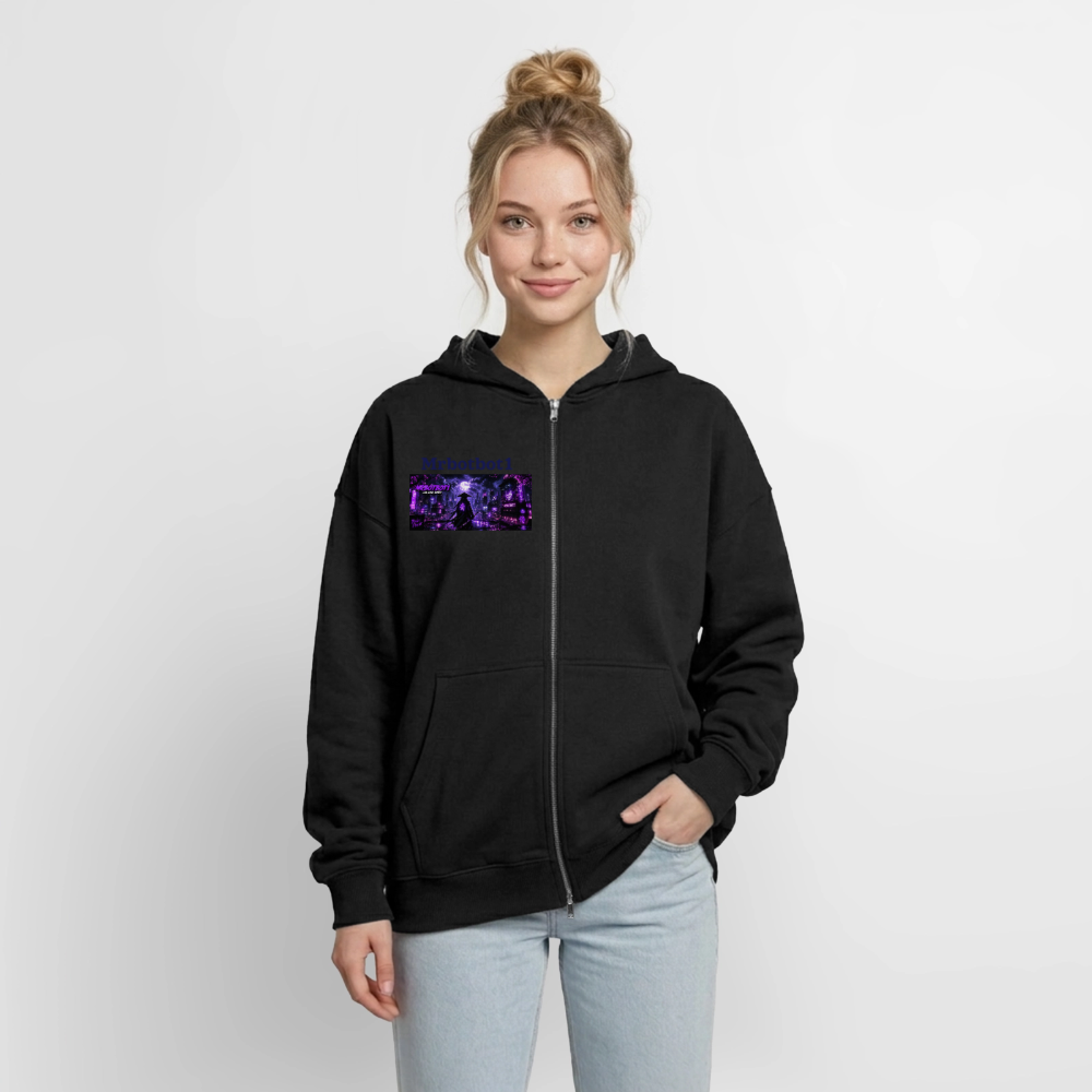Oversized Heavyweight Unisex Zip Hoodie - Schwarz