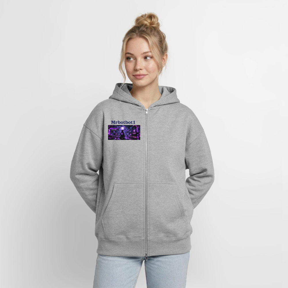 Oversized Heavyweight Unisex Zip Hoodie - Grau meliert
