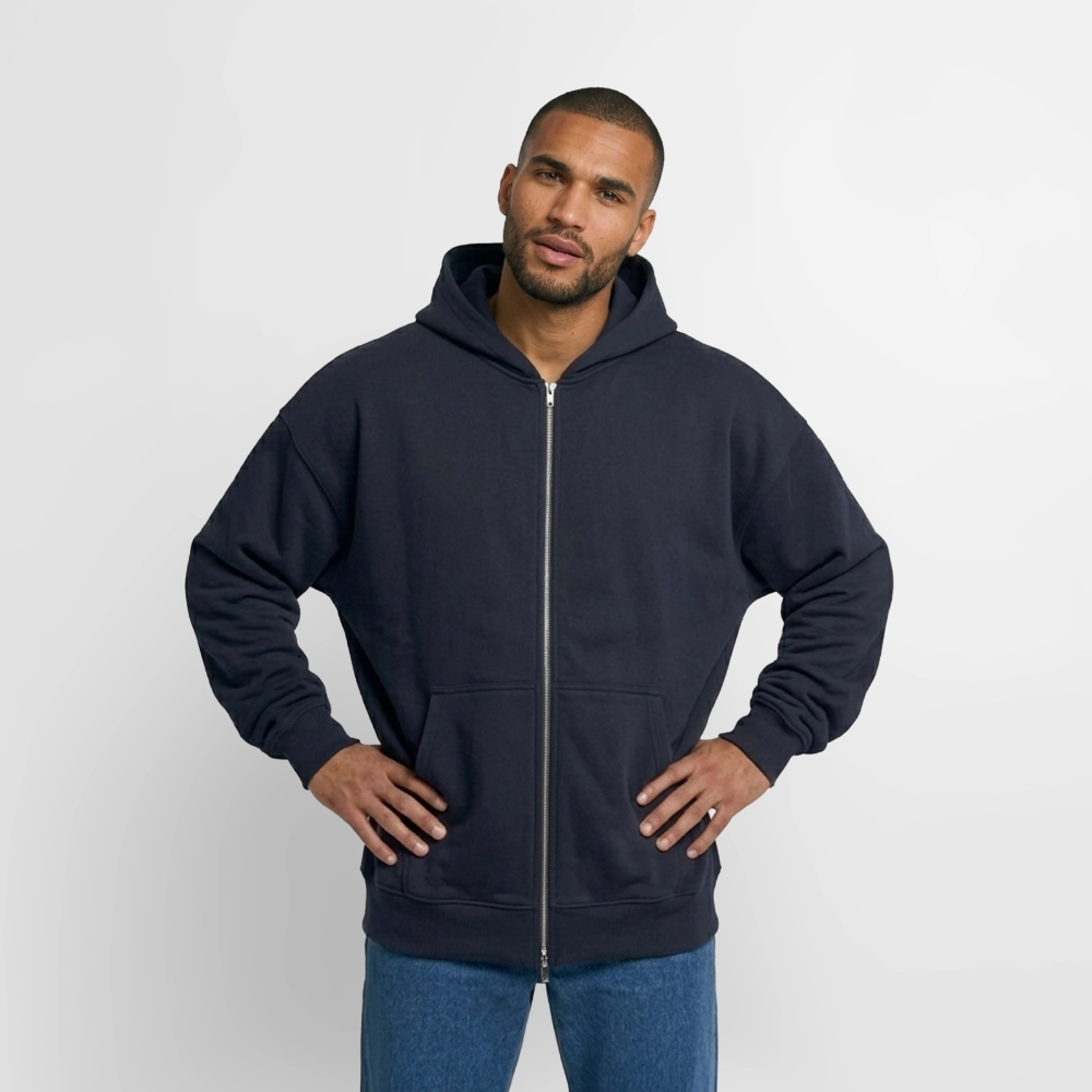 Oversized Heavyweight Unisex Zip Hoodie - Navy