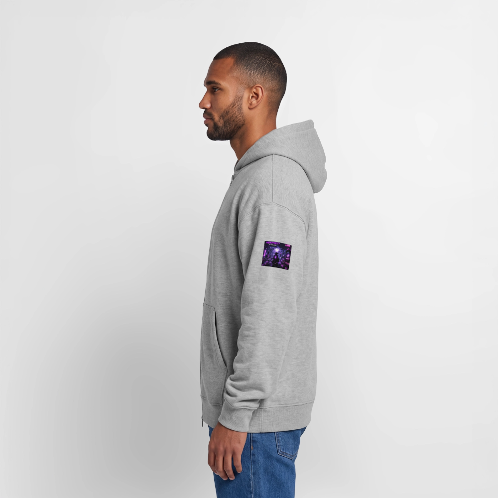 Oversized Heavyweight Unisex Zip Hoodie - Grau meliert