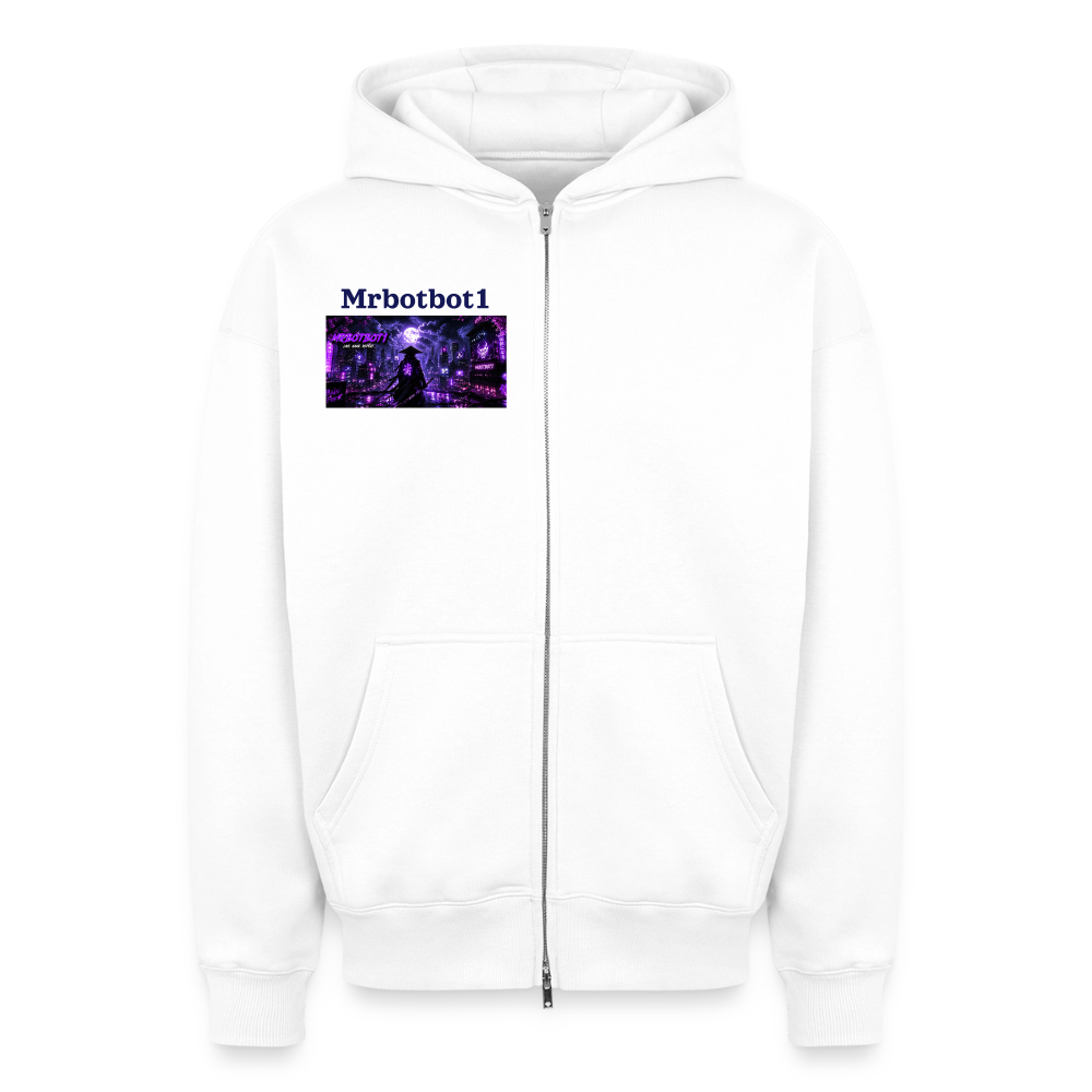 Oversized Heavyweight Unisex Zip Hoodie - Weiß