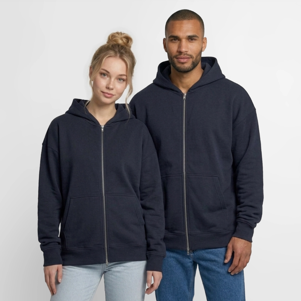 Oversized Heavyweight Unisex Zip Hoodie - Navy