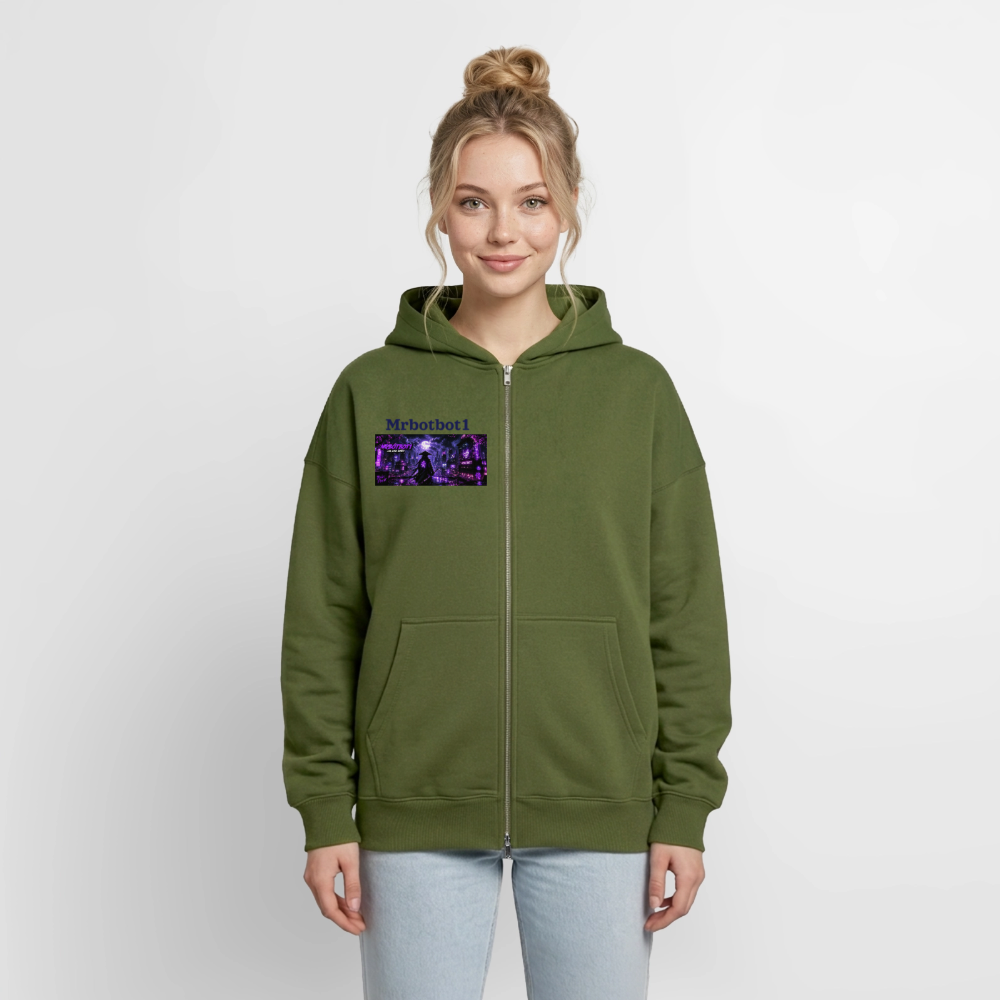 Oversized Heavyweight Unisex Zip Hoodie - Khaki