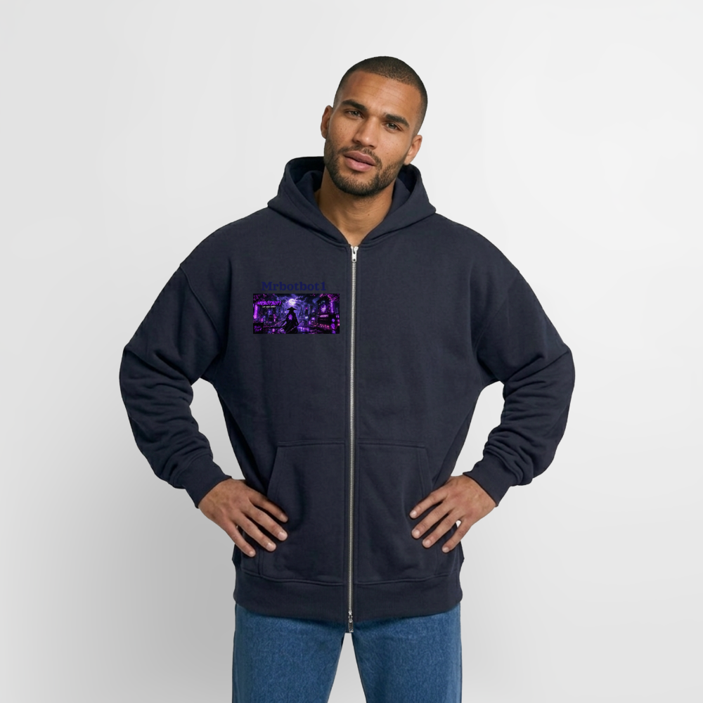 Oversized Heavyweight Unisex Zip Hoodie - Navy