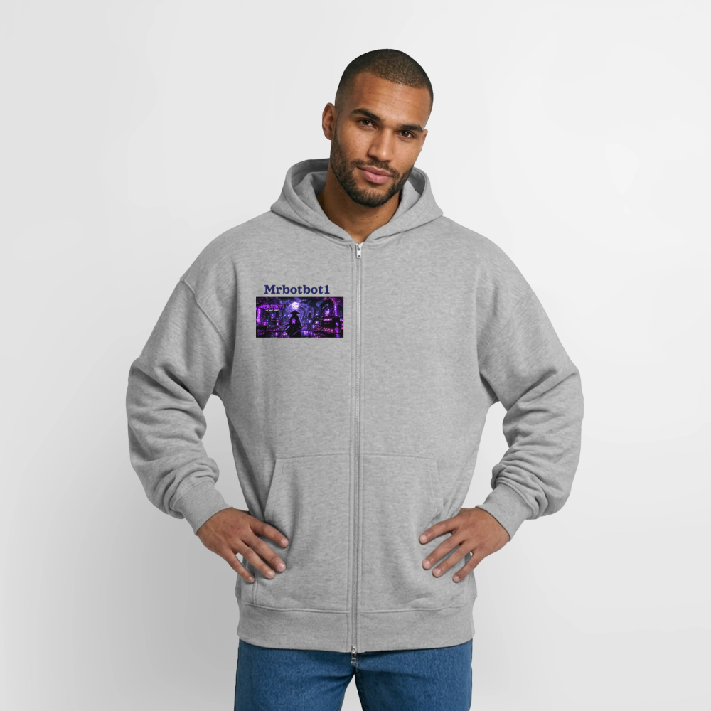 Oversized Heavyweight Unisex Zip Hoodie - Grau meliert