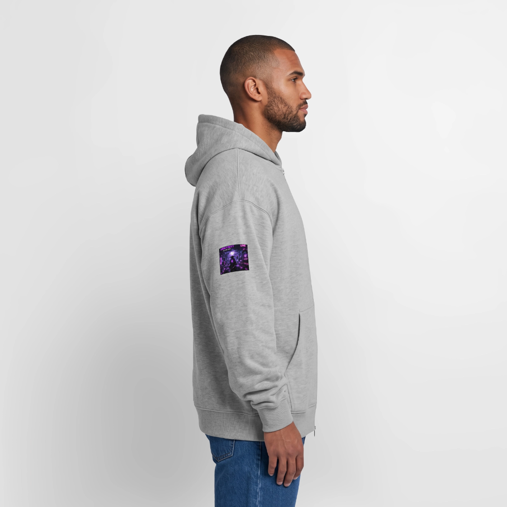 Oversized Heavyweight Unisex Zip Hoodie - Grau meliert