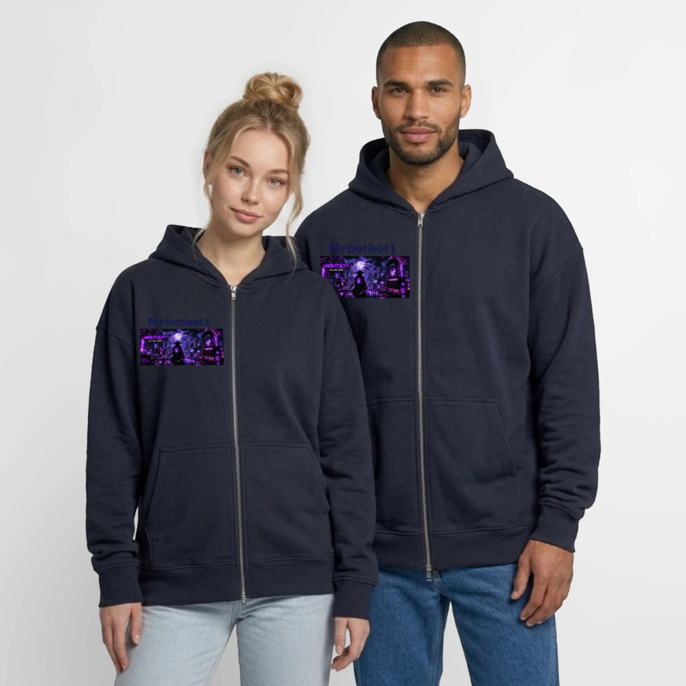 Oversized Heavyweight Unisex Zip Hoodie - Navy