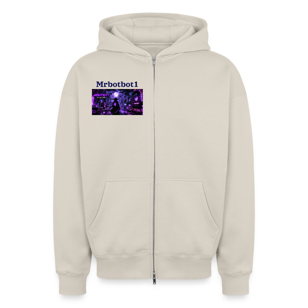 Oversized Heavyweight Unisex Zip Hoodie - Beige